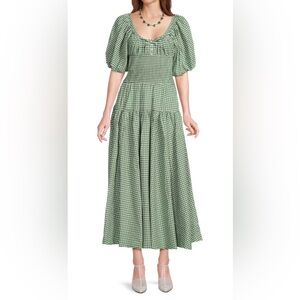 WeWoreWhat Green Gingham Puff Sleeve Dress